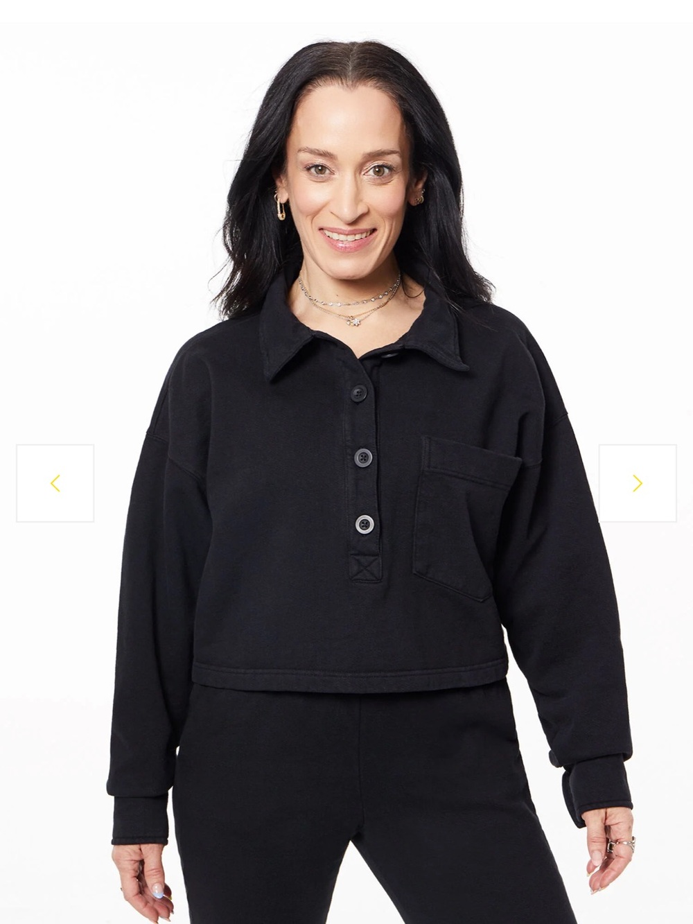 Good American - Heavy Fleece Polo Sweatshirt (2/Med)